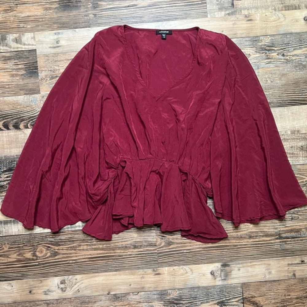 Mittoshop Deep‎ Red Flowy Peplum Top